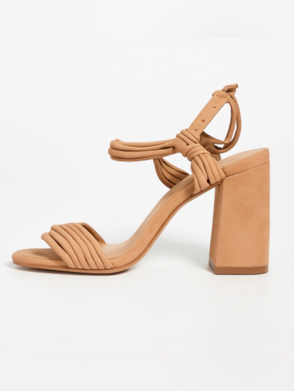 Joie Tan Knotted Suede ankle strap Block Heel Sandals size 8.5